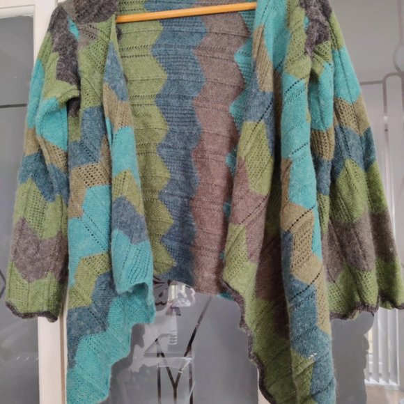 Multi coloured zig zag waterfall cardigan - Picture 1 of 4